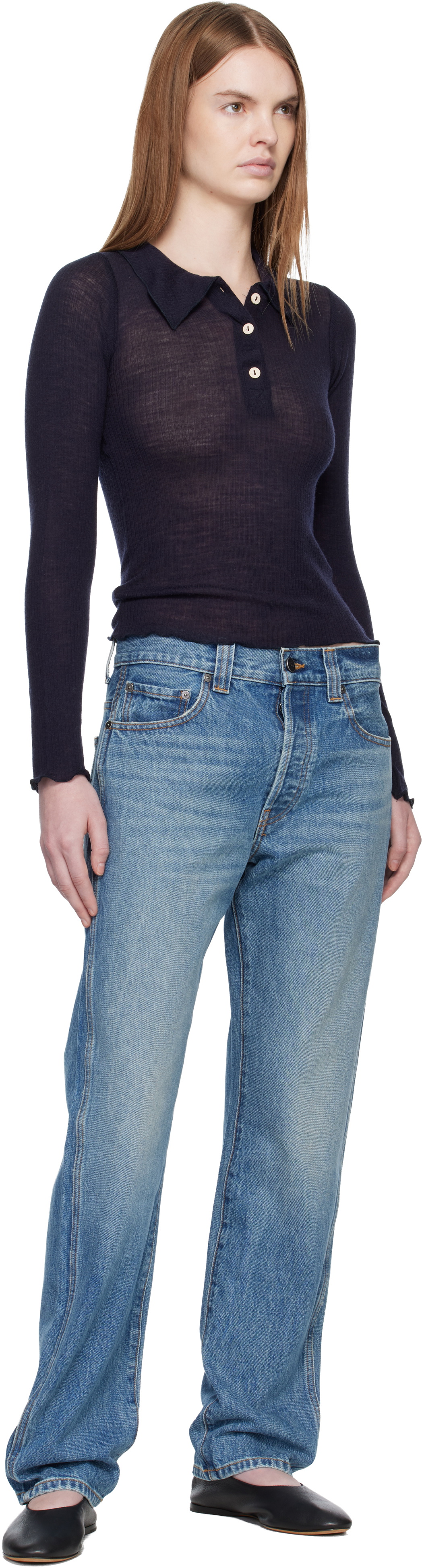 Baserange Navy Dual Long Sleeve Polo