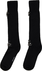 Simone Rocha Black Embellished Rose Knee Socks