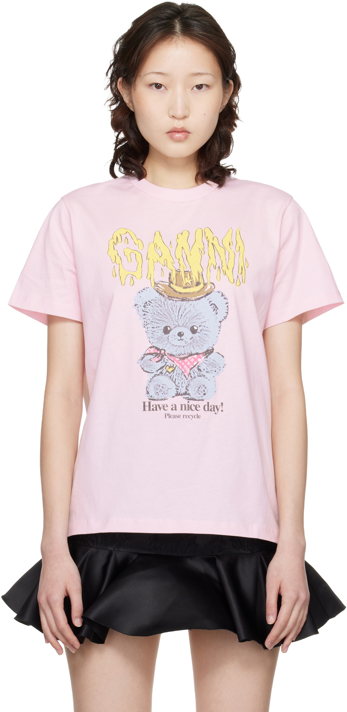 GANNI ピンク Tシャツ ハートデザイン ピンク系 Ganni(ガニー) HARTO(ハート) Tシャツ・カットソー