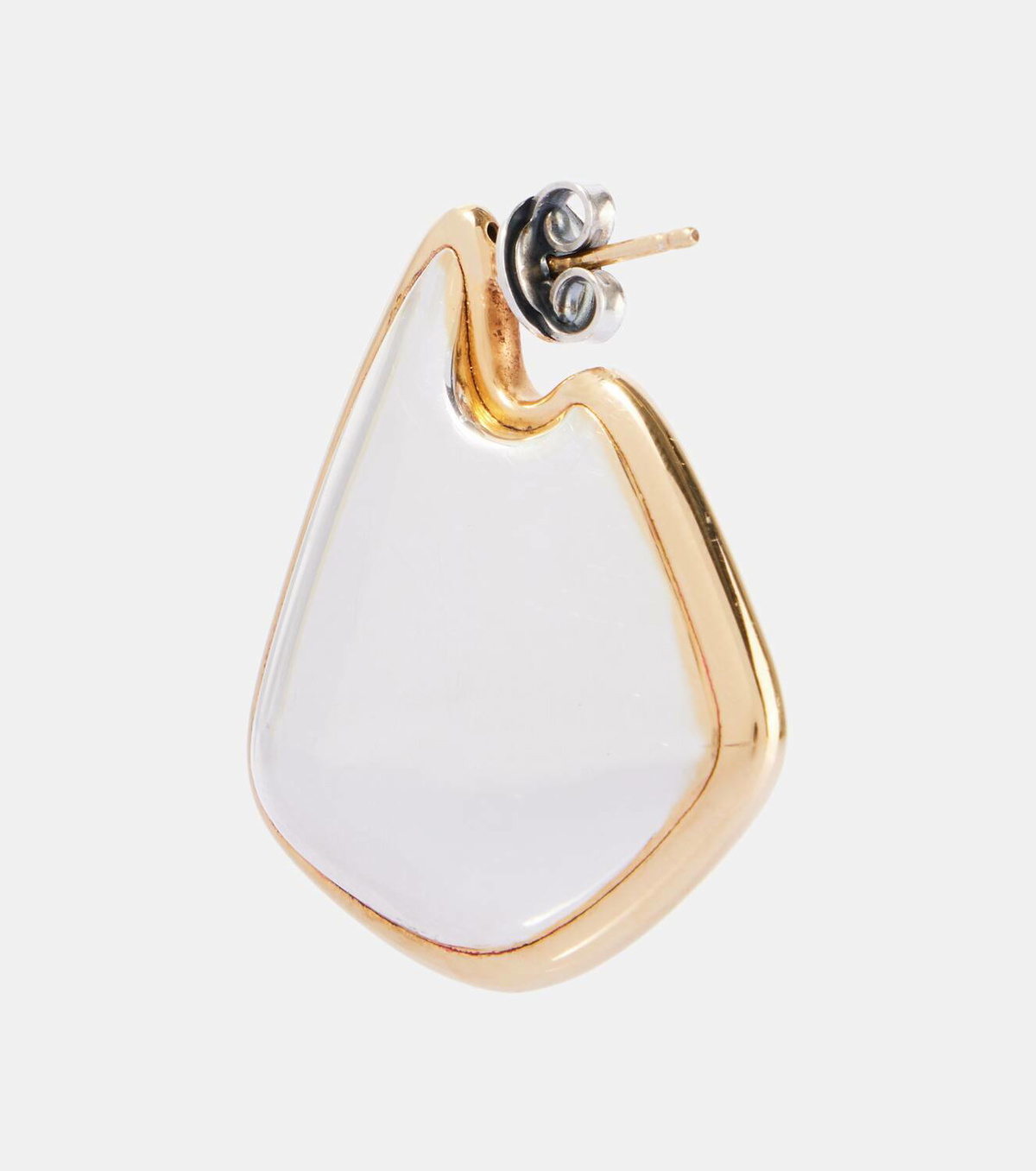 BOTTEGA VENETA☆ Fin Small 18K Gold Sterling Silver Earrings Fin Small 18kt gold-plated sterling silver earrings in green