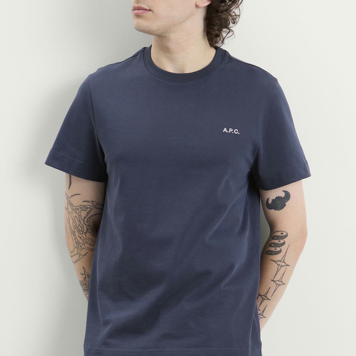 A.P.C. Men's Oliver Heavyweight T-Shirt in Dark Blue