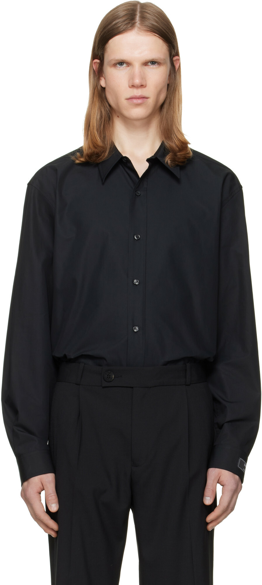 BALMAIN Black 'Balmain Paris' Cotton Poplin Shirt