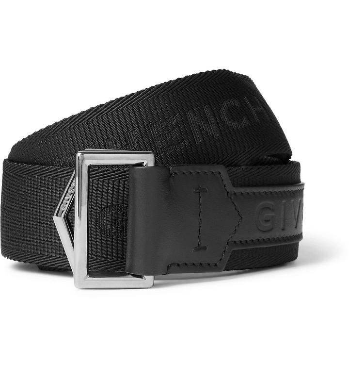 Photo: GIVENCHY - 3.5cm Logo-Detailed Leather-Trimmed Webbing Belt - Black