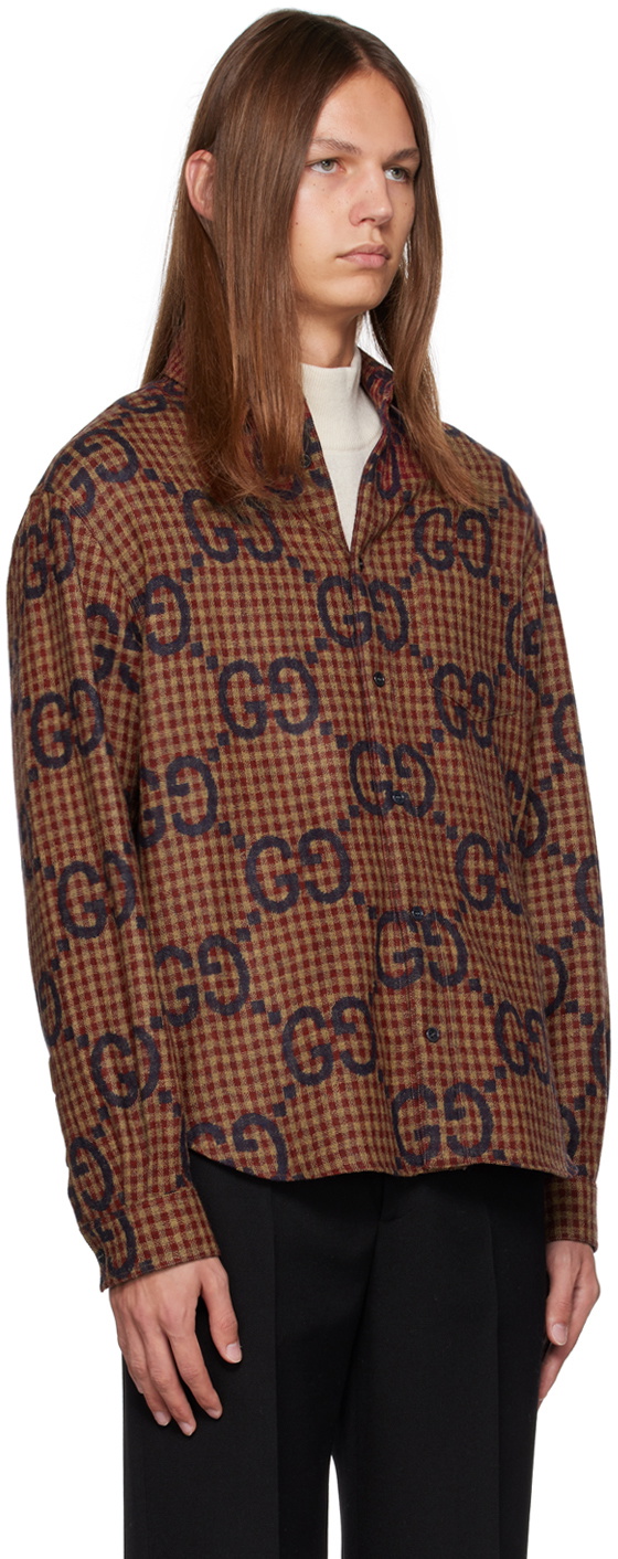 Maxi GG Jacquard Canvas Shirt in Beige - Gucci