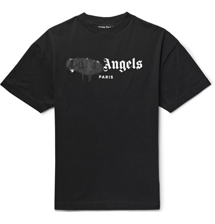 Photo: PALM ANGELS - Logo-Print Cotton-Jersey T-Shirt - Black