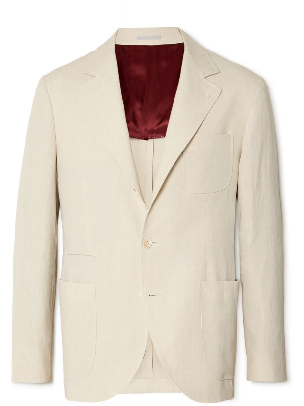 Photo: Brunello Cucinelli - Unstructured Linen Suit Jacket - Neutrals