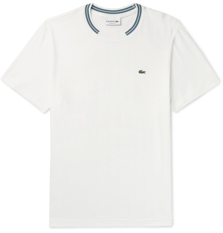 Photo: Lacoste - Stripe-Trimmed Pima Cotton-Jersey T-Shirt - White