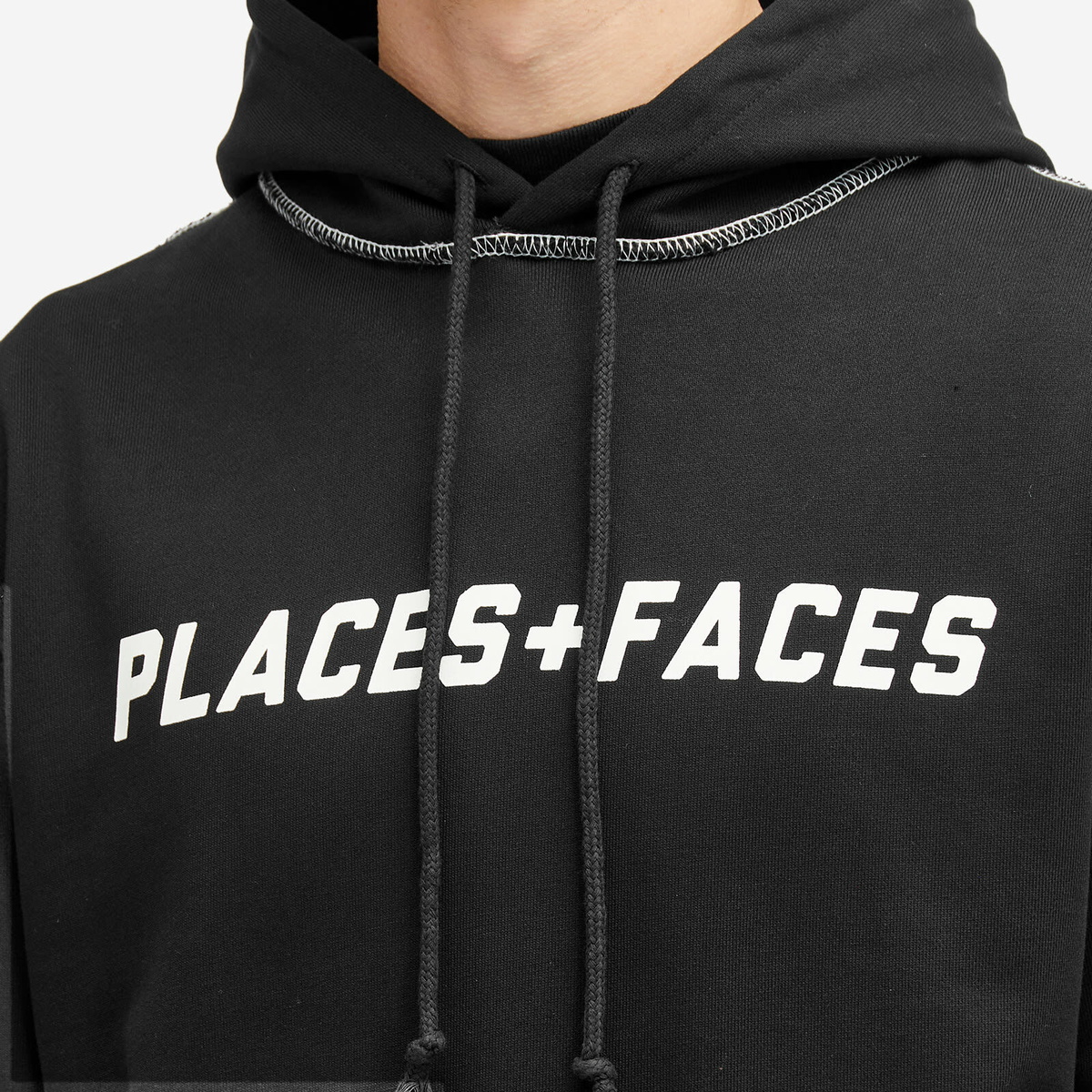 PLACES+FACES Men's Contrast Stitch Hoodie in Black
