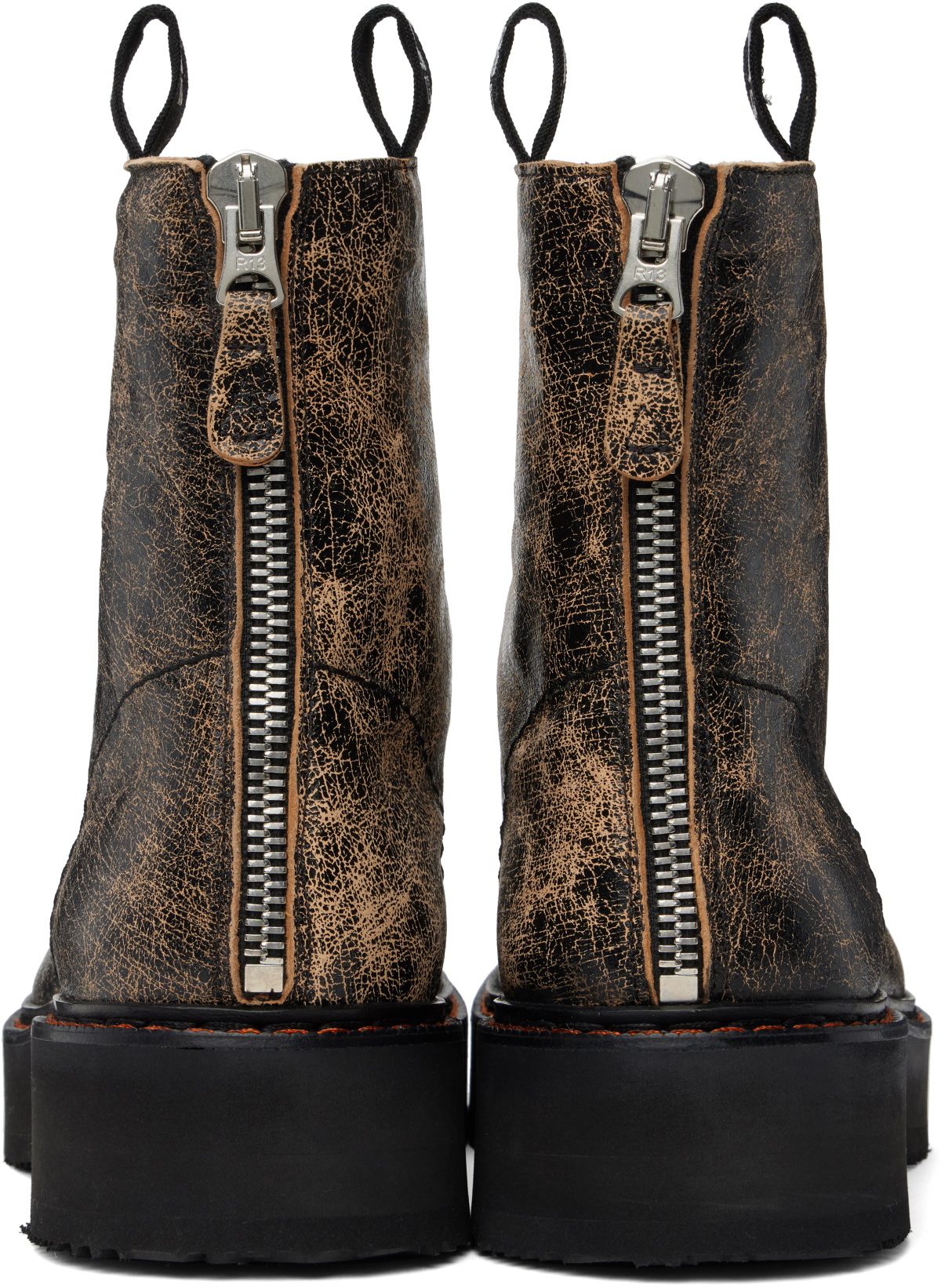 R13 Brown Single Stack Boots