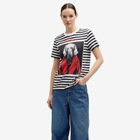 Max Mara Women's Striped T-shirt with Dog Print in Vanilla