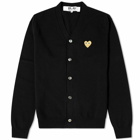 Comme des Garçons Play Men's Gold Heart Cardigan in Black