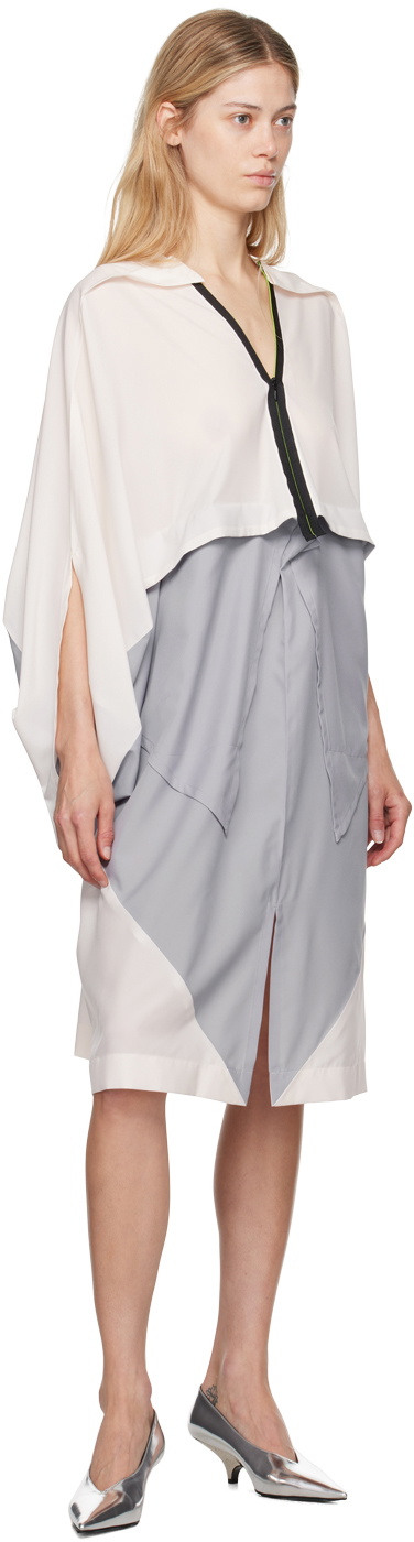 132 5. ISSEY MIYAKE Gray & Off-White Convex Midi Dress