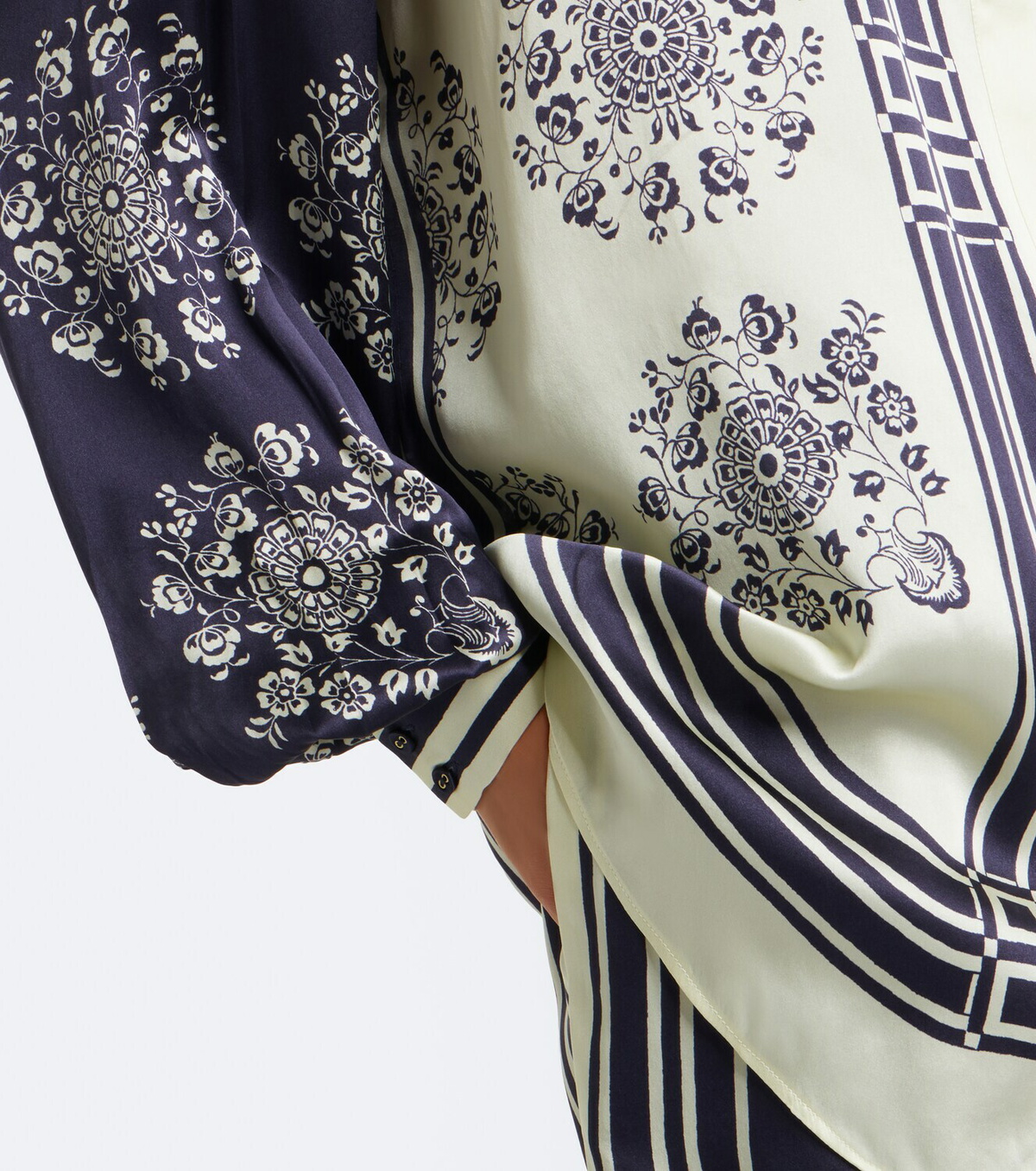 Alémais Banderra scarf-detail printed silk shirt