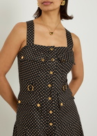 Zimmermann Luna Polka-dot Linen Midi Dress Black