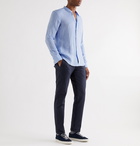 Hugo Boss - Jordi Slim-Fit Grandad-Collar Slub Linen Shirt - Blue