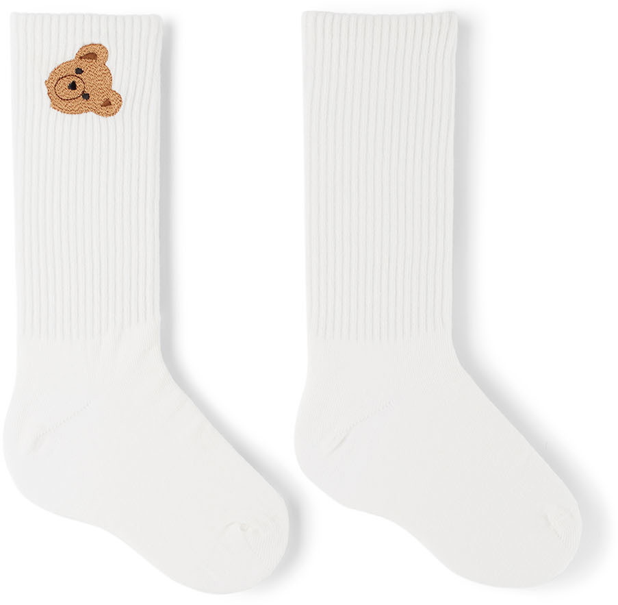 Palm Angels Kids White Teddy Bear Socks Palm Angels