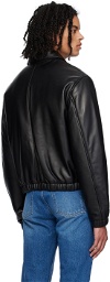 AMI Paris Black Padded Leather Jacket