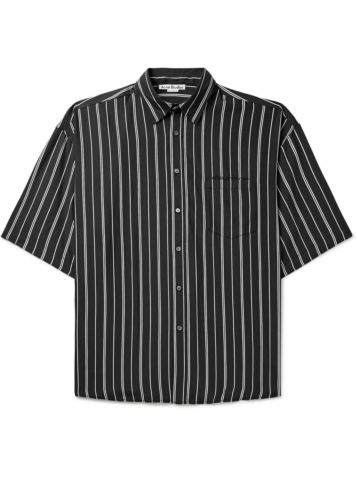 Acne Studios - Setiter Oversized Logo-Embroidered Striped Twill Shirt ...
