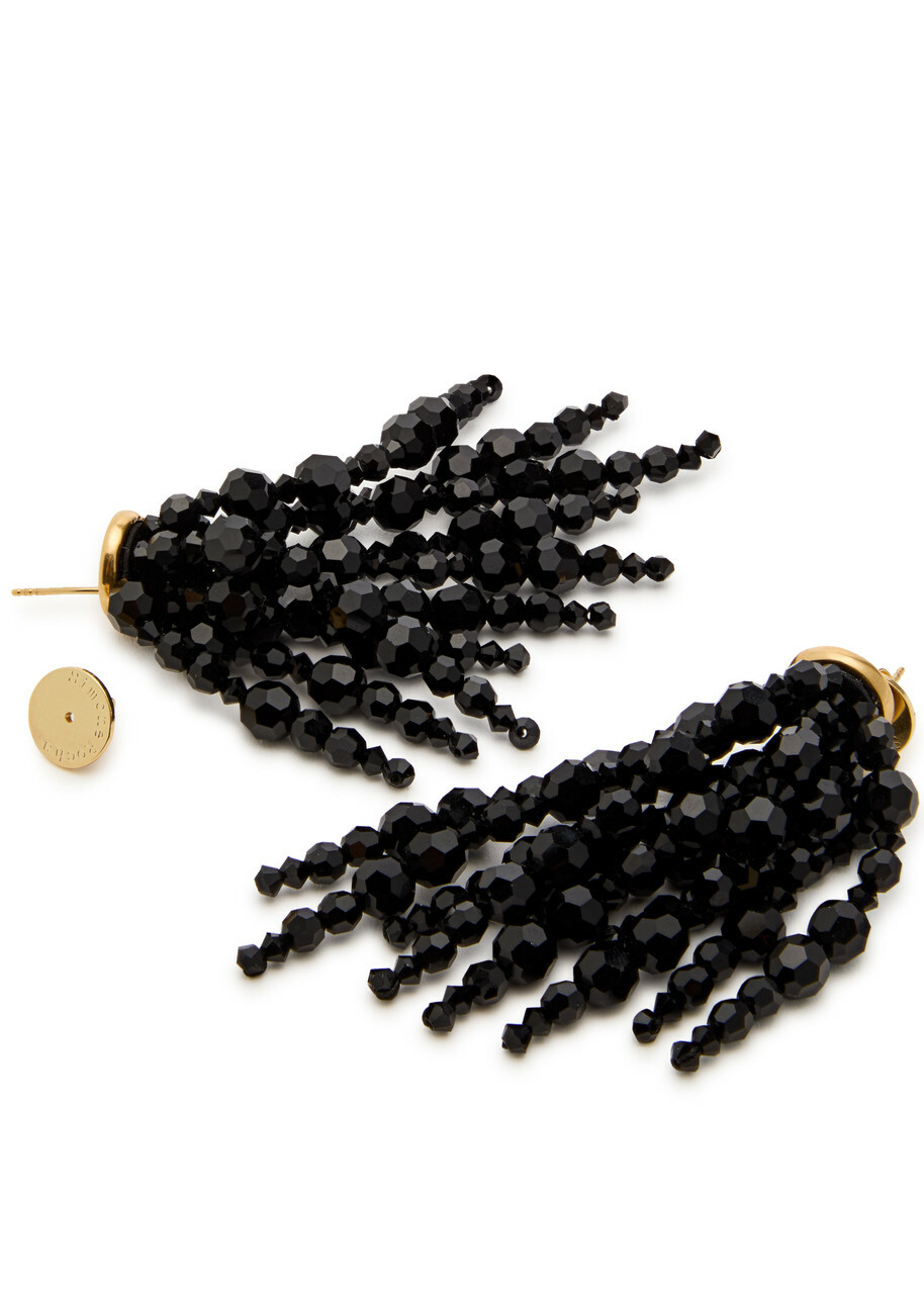 Simone Rocha Cascading Chandelier Beaded Drop Earrings - Black - One Size