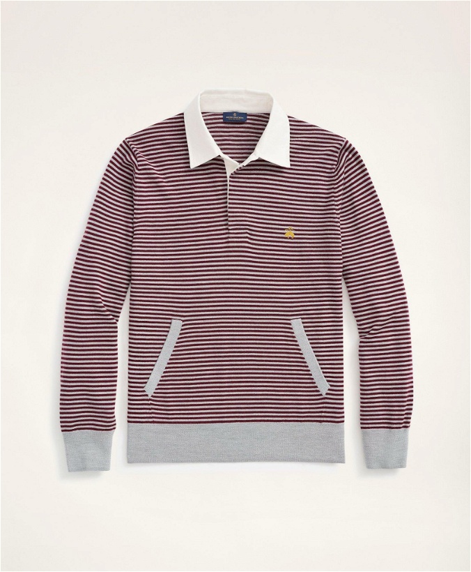 Photo: Brooks Brothers Men's Merino Stripe Polo Sweater | Grey