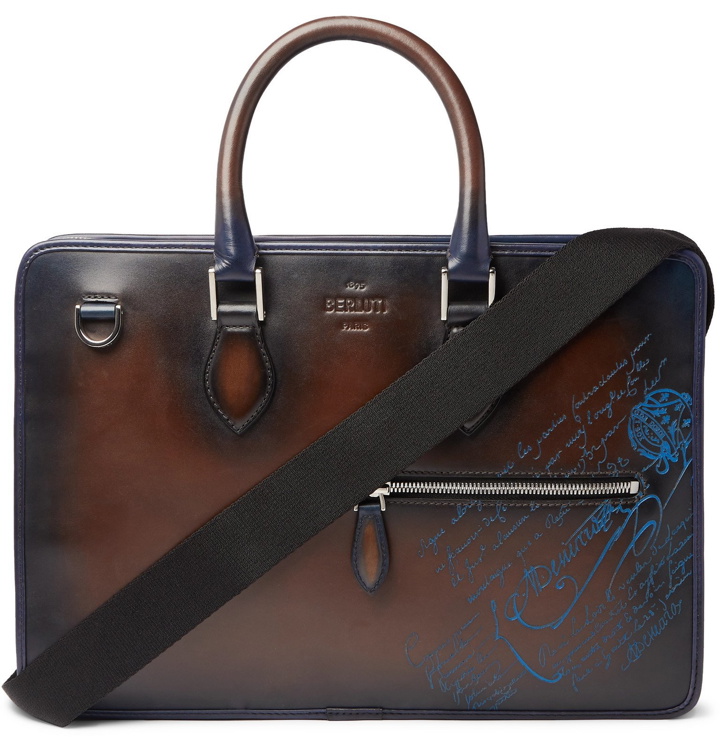 Photo: Berluti - Scritto Leather Briefcase - Blue