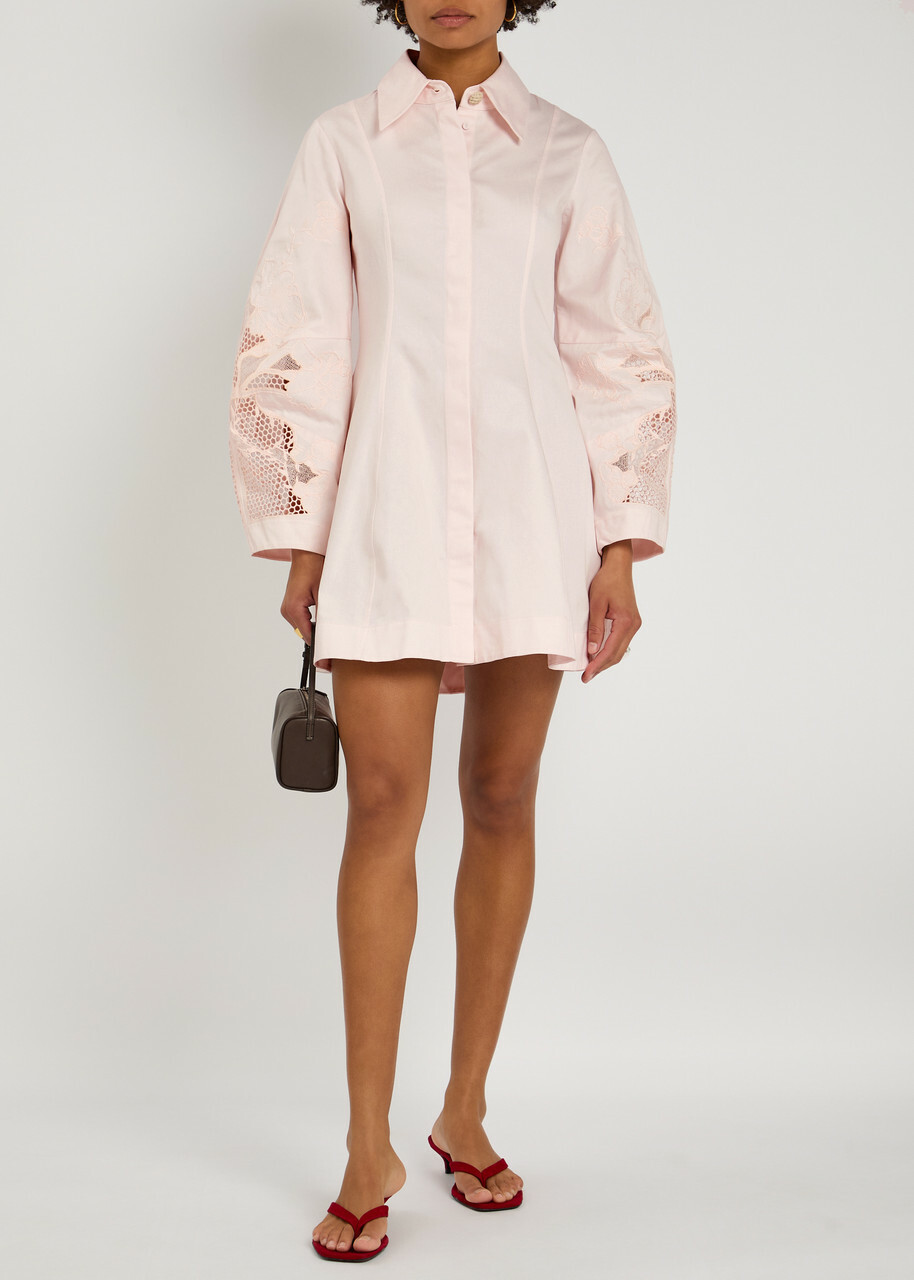 Clea Indra Cotton Mini Shirt Dress Light Pink