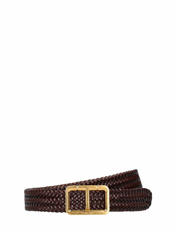 Photo: TOM FORD - 30mm Woven Leather Scored T Belt