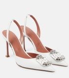 Amina Muaddi - Camelia leather slingback pumps