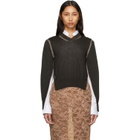 Acne Studios Brown Wrinkled V-Neck Sweater