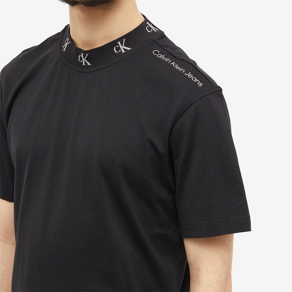 Calvin Klein Men\'s Logo Calvin Klein Black T-Shirt in Jacquard Ck