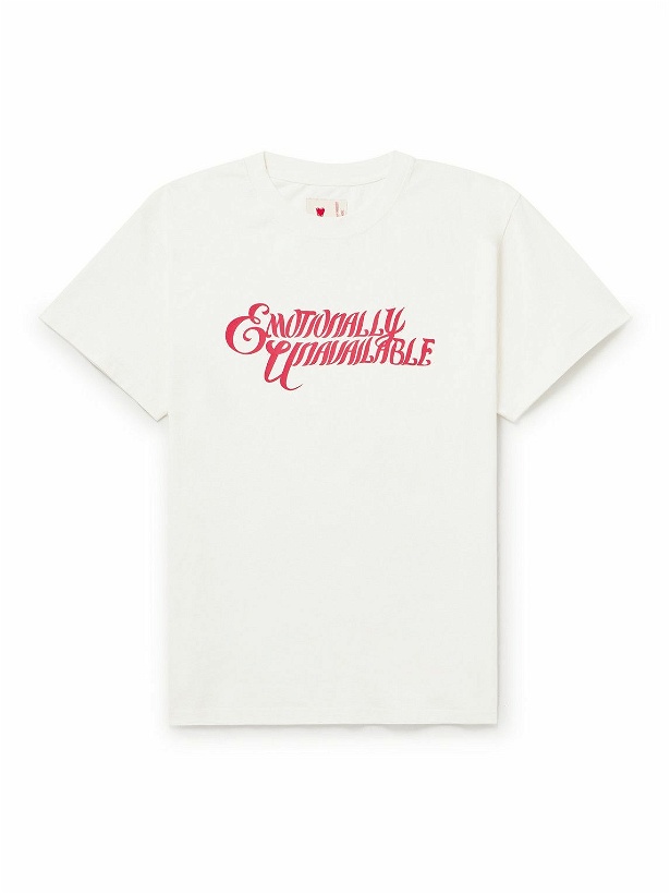 Photo: Emotionally Unavailable - Logo-Print Cotton-Jersey T-Shirt - White