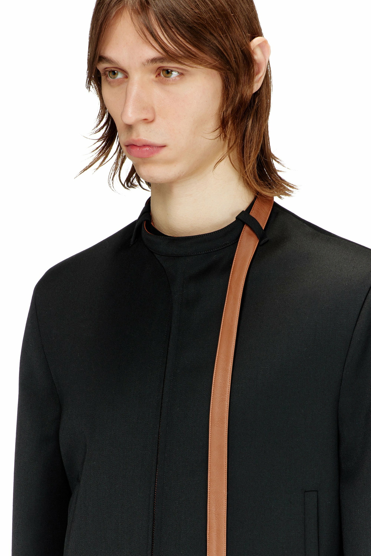 Diesel Tailored jacket with biker neck strap - Jackets Mens in Black
