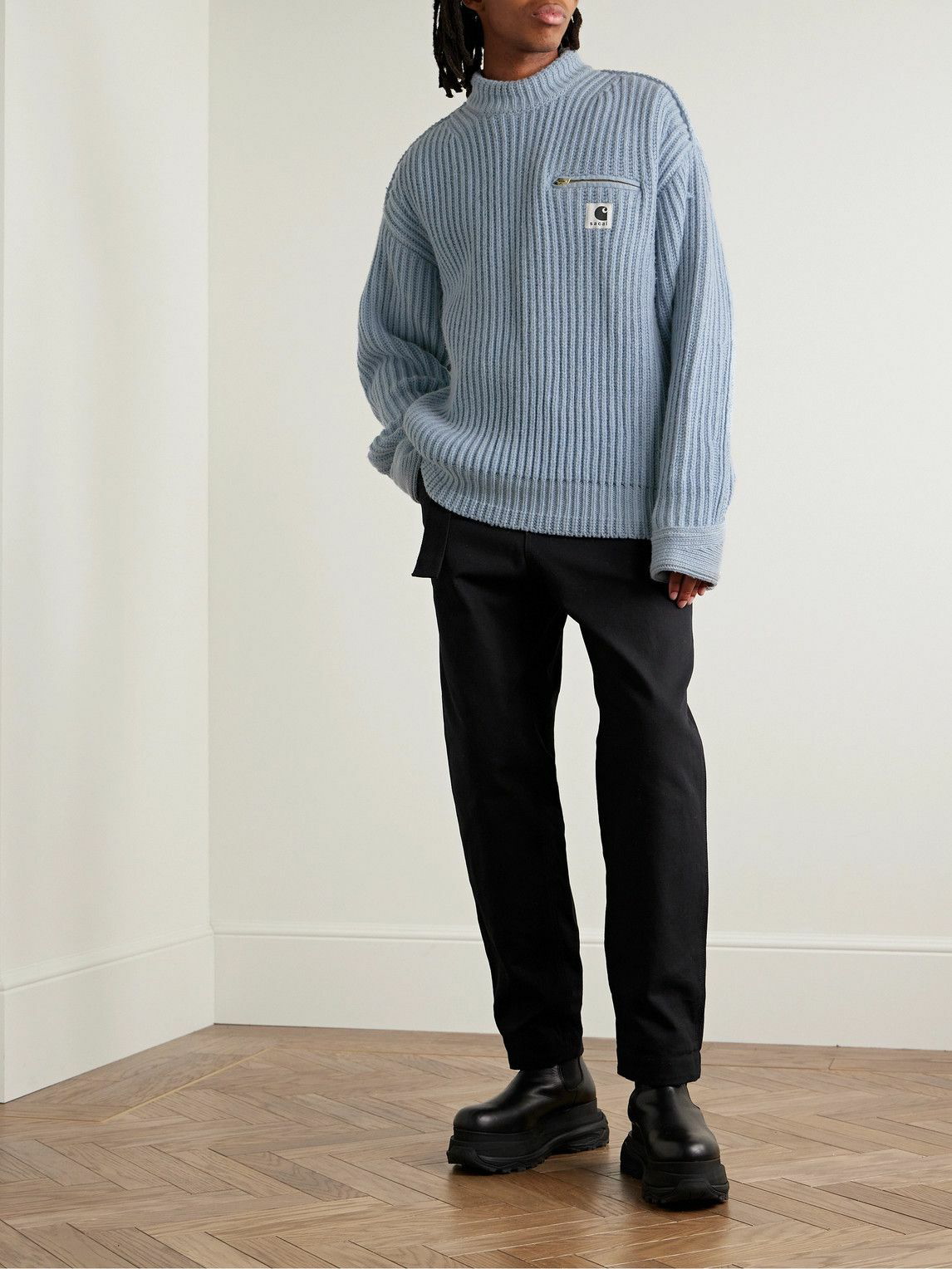 Sacai - Carhartt WIP Detroit Ribbed Wool and Nylon-Blend Sweater ...