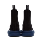 Alexander McQueen SSENSE Exclusive Black and Blue Suede Chelsea Boots