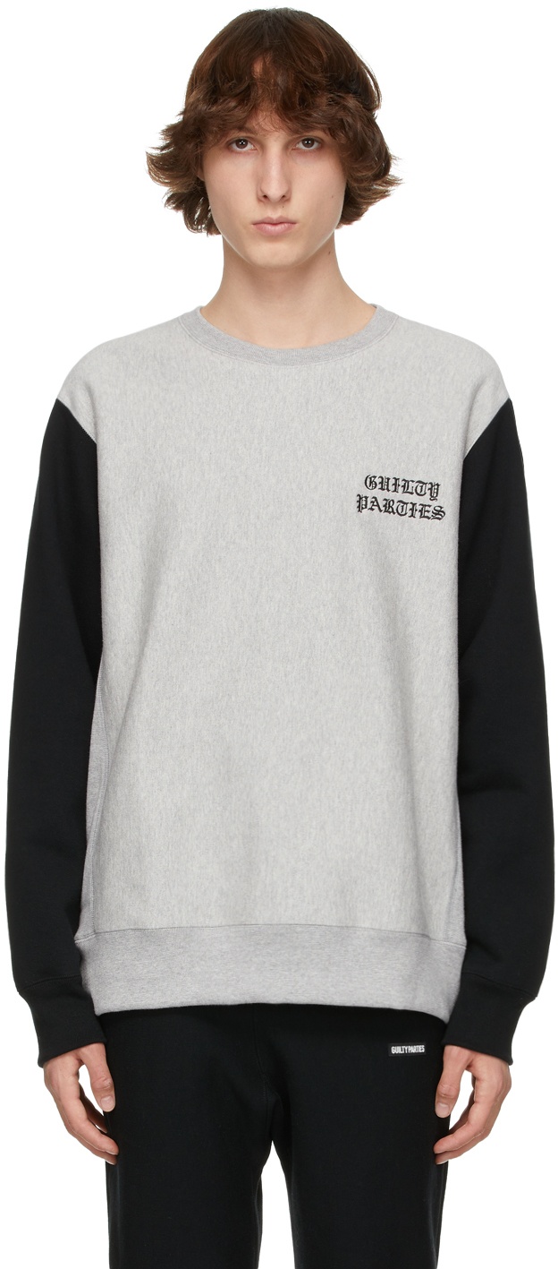 WACKO MARIA Black & Grey Two-Tone Heavy Weight 'Guilty Parties' Sweatshirt