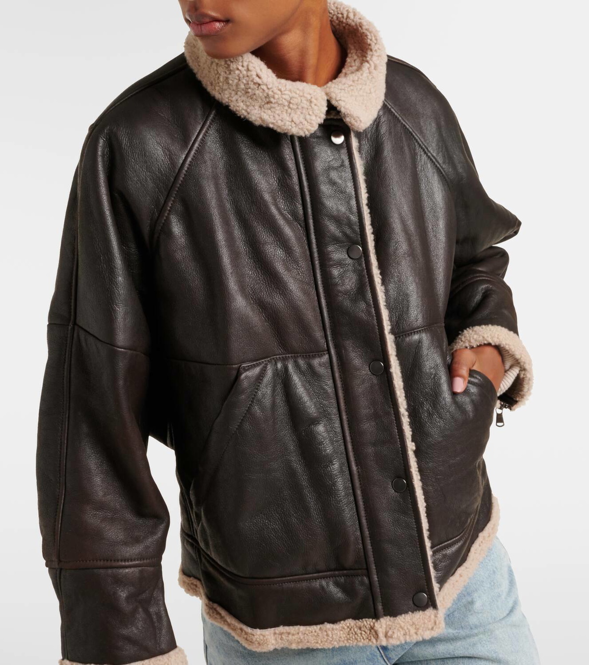 Brunello Cucinelli Shearling-lined leather jacket