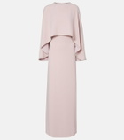 Costarellos Crystal-embellished caped gown