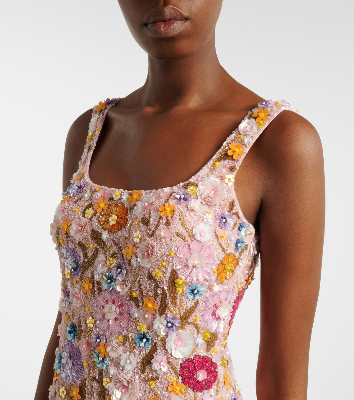 Là Fuori Embellished floral-appliqué minidress