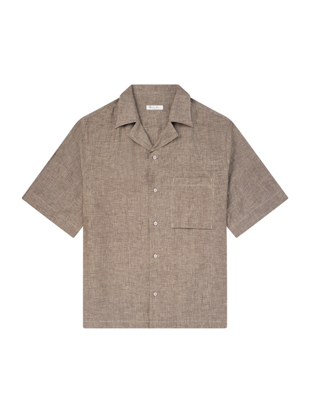 Photo: Loro Piana - Federico Camp-Collar Linen Shirt - Brown