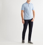 Brunello Cucinelli - Contrast-Tipped Cotton-Piqué Polo Shirt - Blue