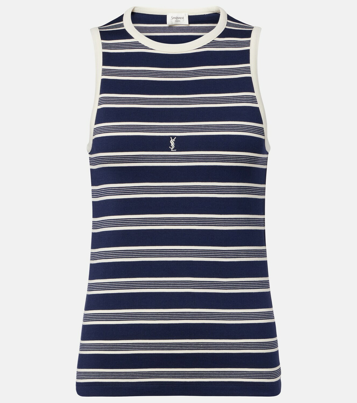 Saint Laurent Cassandre striped cotton jersey tank top