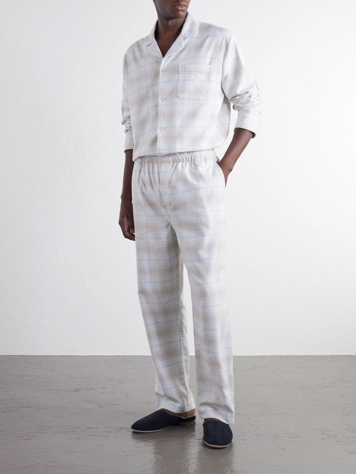 Derek Rose - Kelburn Checked Brushed Cotton-Flannel Pyjama Set - Neutrals