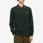 Fred Perry Authentic Men's Long Sleeve Twin Tipped Polo Shirt in Night Green