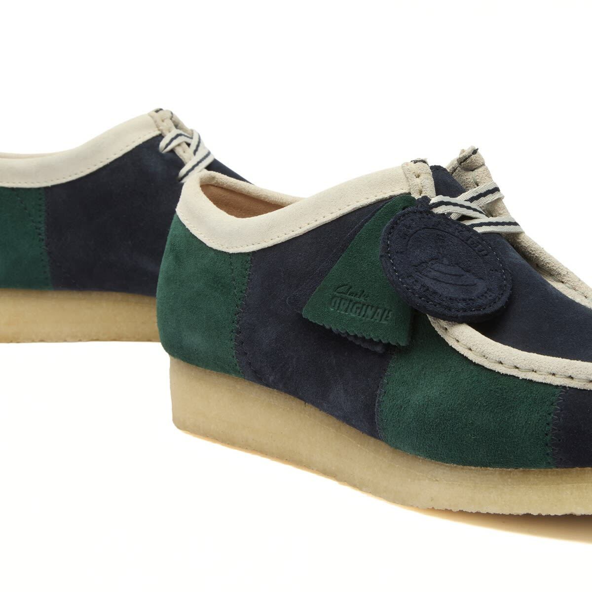 Clarks Originals Men's Patchwork Wallabee in Blue/Greenstripe