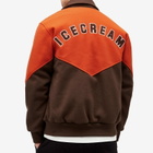 ICECREAM Men's Panelled Varsity Jacket in Brown/Orange