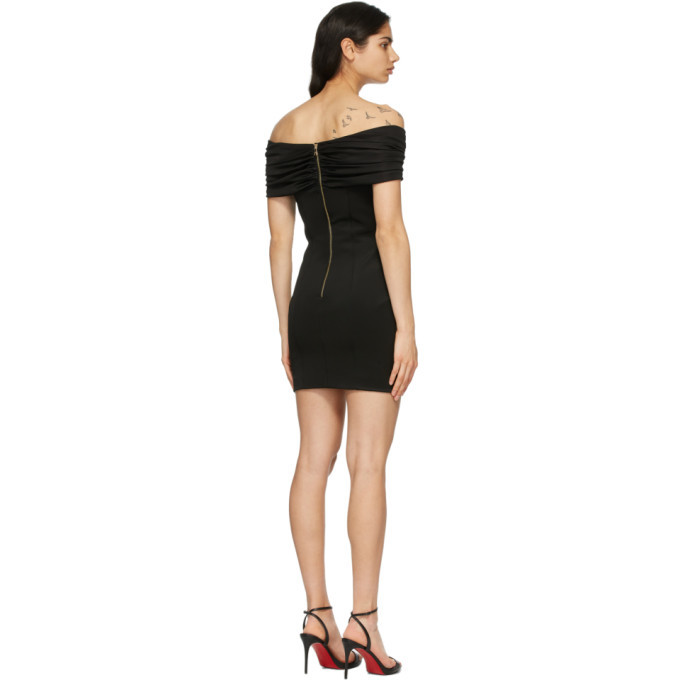 Balmain Black Viscose Off-The-Shoulder Dress Balmain