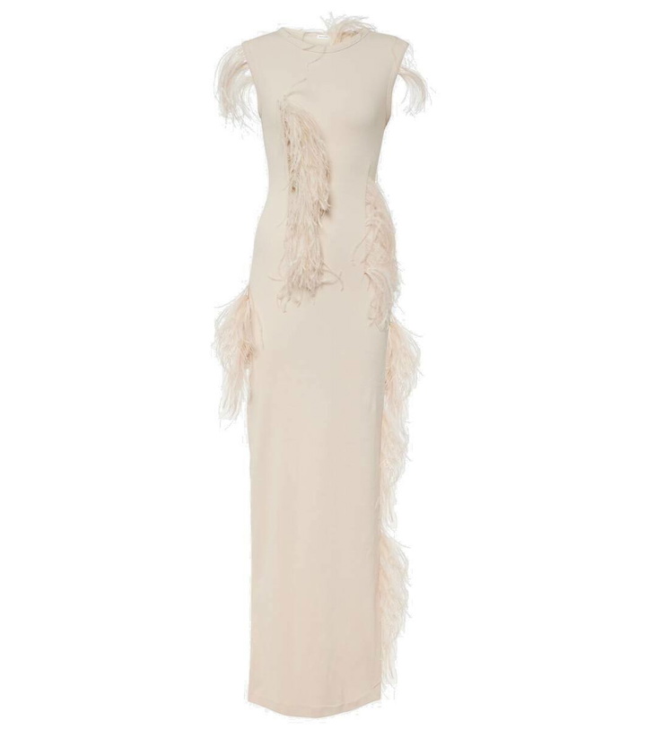 Photo: Acne Studios Essica feather-trimmed cotton-blend maxi dress