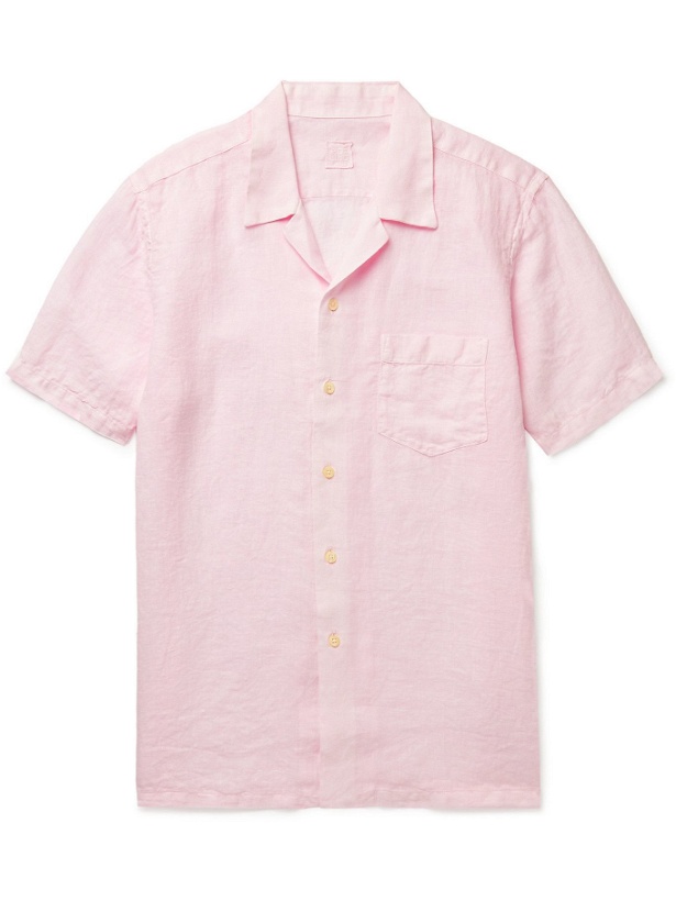 Photo: 120% - Camp-Collar Linen Shirt - Pink