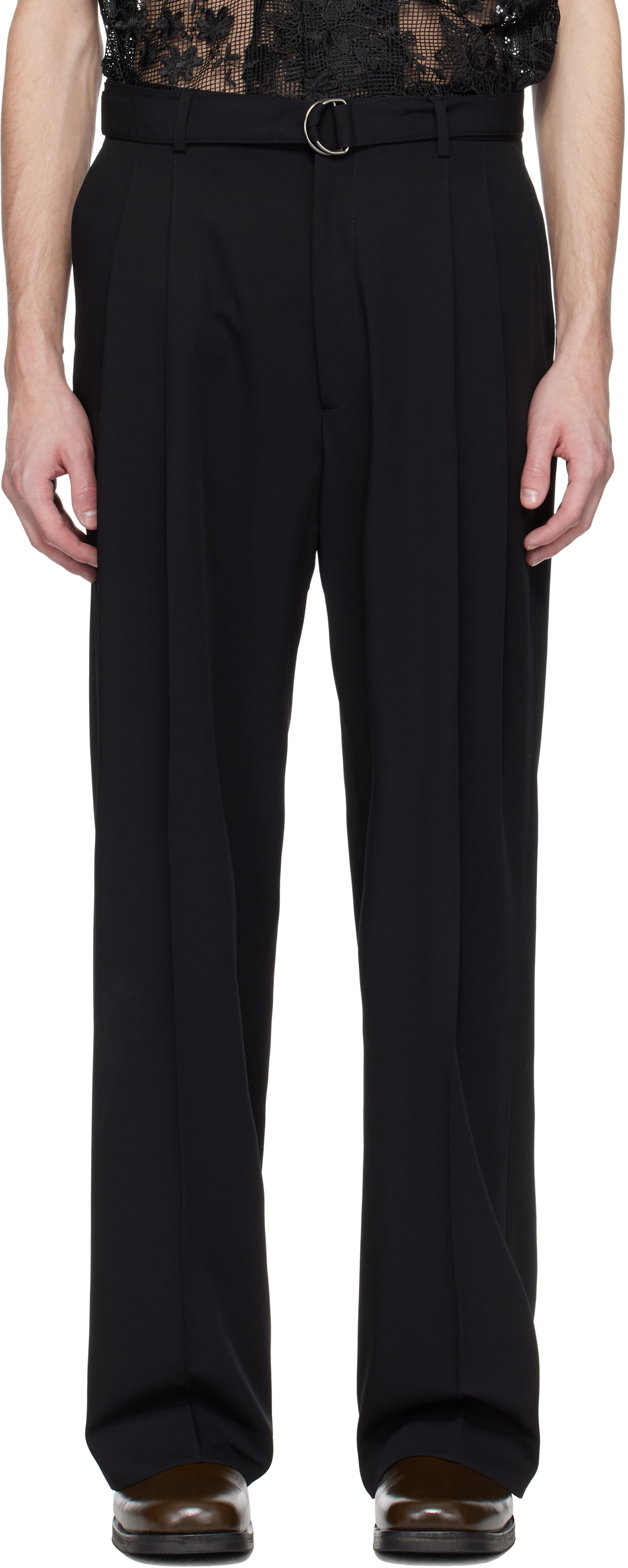 CMMN SWDN Black Omari Double Pleated Trousers CMMN SWDN