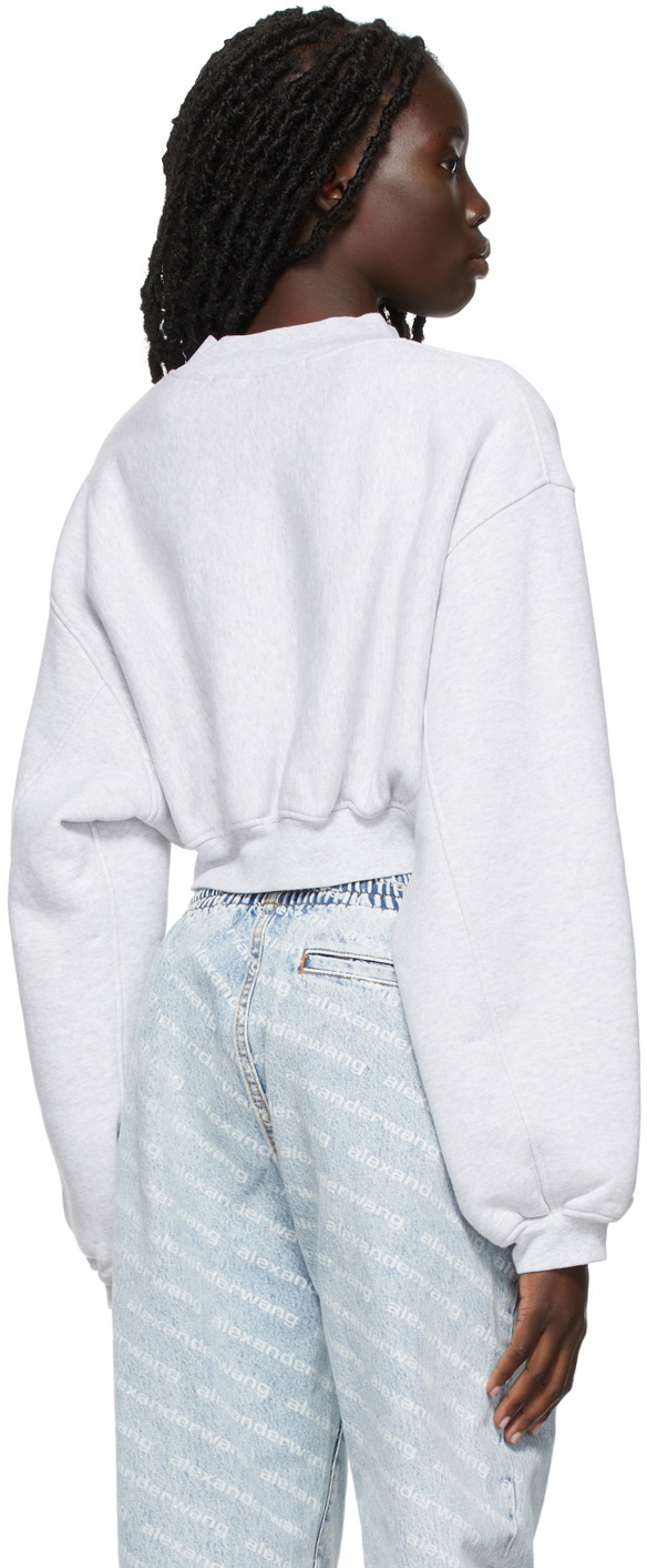 その他 Alexander Wang CROPPED CREWNECK SWEATSHIRT (1CC3251081 011) Black Cropped Sweatshirt with Logo in WASHED BLACK